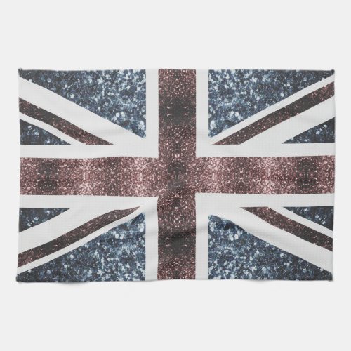 Rustic UK flag red blue sparkles glitters Kitchen Towel
