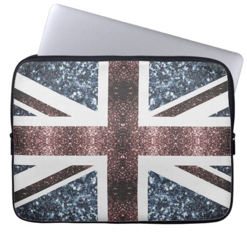Rustic UK flag red blue sparkles glitters Laptop Sleeve