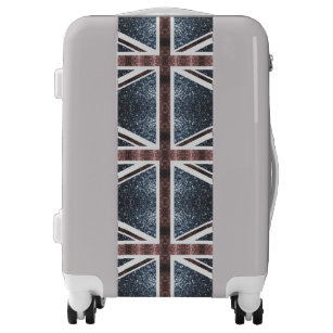 Rustic UK flag red blue sparkles glitters Luggage