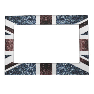 Rustic UK flag red blue sparkles glitters Magnetic Frame