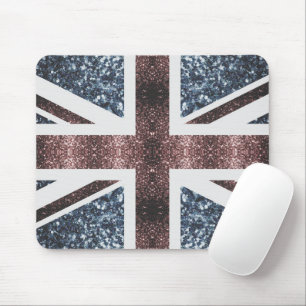 Rustic UK flag red blue sparkles glitters Mouse Pad