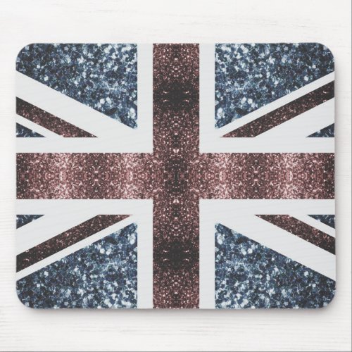 Rustic UK flag red blue sparkles glitters Mouse Pad