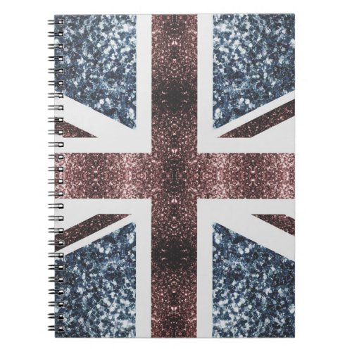 Rustic UK flag red blue sparkles glitters Notebook