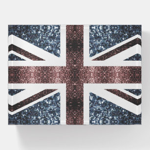 Rustic UK flag red blue sparkles glitters Paperweight
