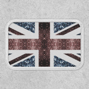 Rustic UK flag red blue sparkles glitters Patch
