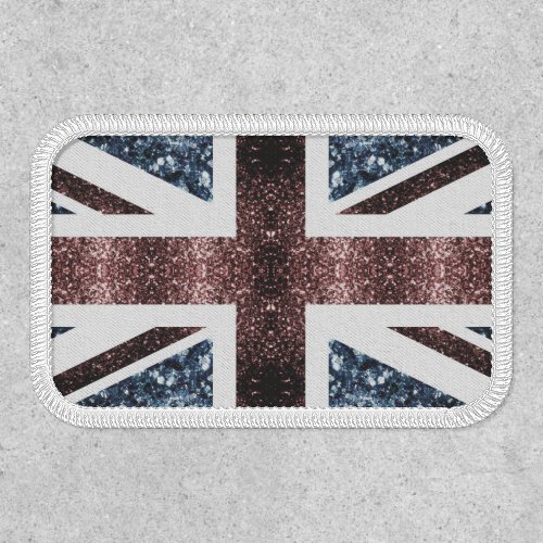 Rustic UK flag red blue sparkles glitters Patch