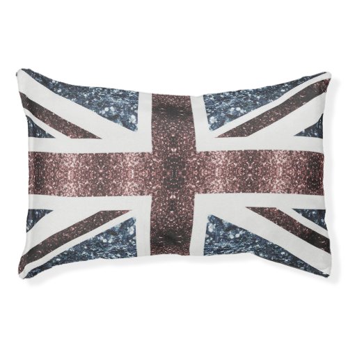 Rustic UK flag red blue sparkles glitters Pet Bed