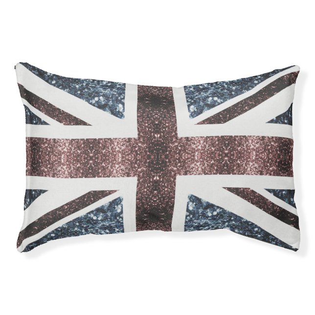 Rustic UK flag red blue sparkles glitters Pet Bed (Front)