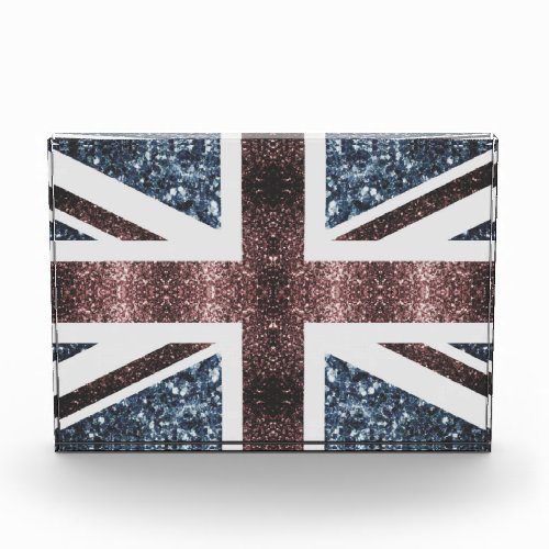 Rustic UK flag red blue sparkles glitters Photo Block