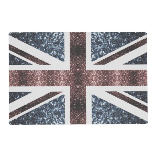 Rustic UK flag red blue sparkles glitters Placemat
