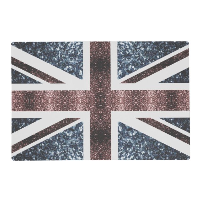Rustic UK flag red blue sparkles glitters Placemat (Front)