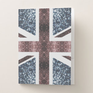 Rustic UK flag red blue sparkles glitters Pocket Folder