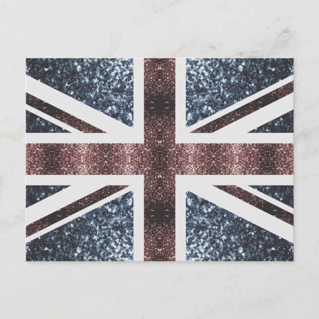 Rustic UK flag red blue sparkles glitters Postcard (Front)