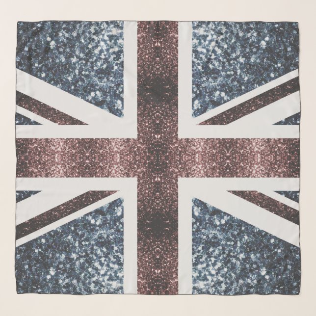 Rustic UK flag red blue sparkles glitters Scarf (Front)