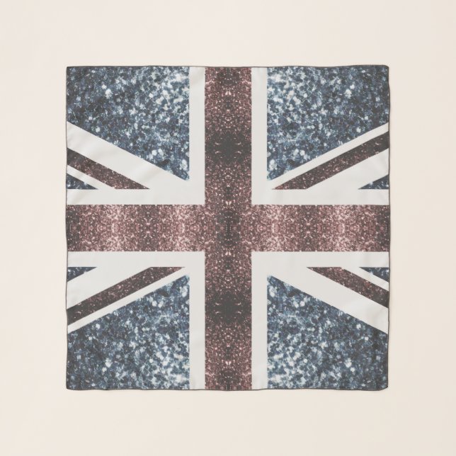 Rustic UK flag red blue sparkles glitters Scarf (Front)