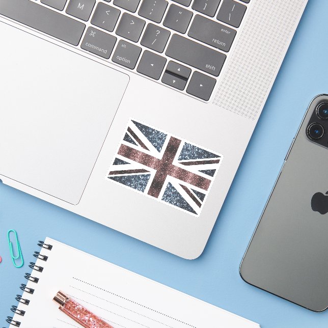 Rustic UK flag red blue sparkles glitters Sticker (Laptop w/ iPhone)