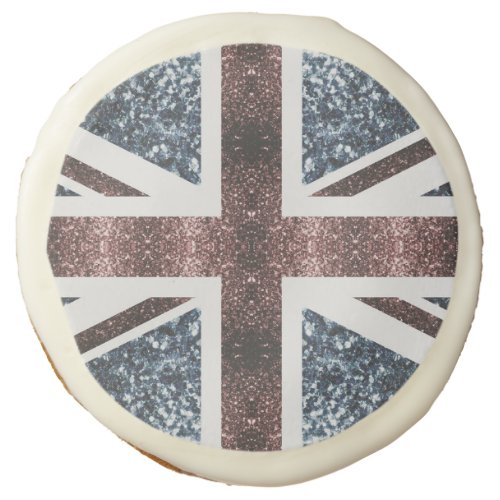Rustic UK flag red blue sparkles glitters Sugar Cookie