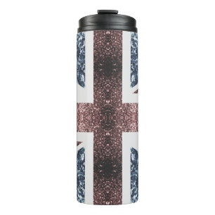 Rustic UK flag red blue sparkles glitters Thermal Tumbler