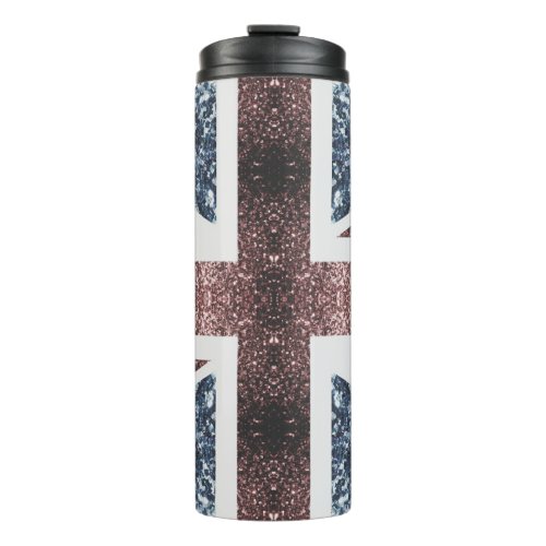 Rustic UK flag red blue sparkles glitters Thermal Tumbler