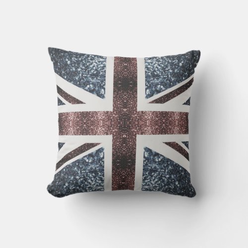 Rustic UK flag red blue sparkles glitters Throw Pillow