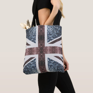 Rustic UK flag red blue sparkles glitters Tote Bag