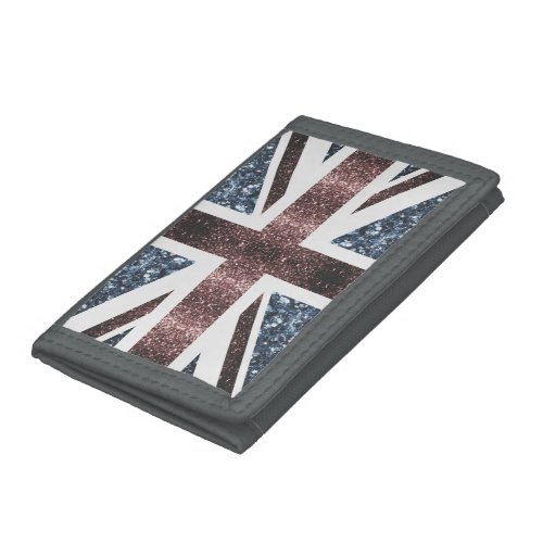 Rustic UK flag red blue sparkles glitters Trifold Wallet