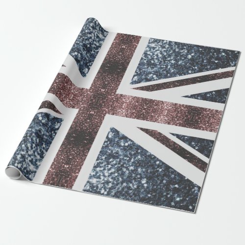 Rustic UK flag red blue sparkles glitters Wrapping Paper