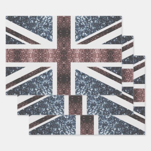 Rustic UK flag red blue sparkles glitters Wrapping Paper Sheets