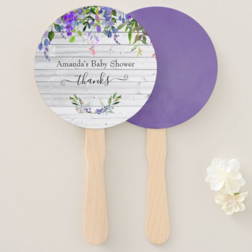 Rustic Ultra Violet Watercolor Floral Hand Fan