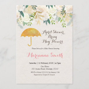 Rustic Umbrella April Shower Bring May Flowers Invitation