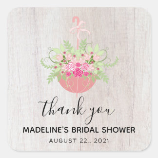 RUSTIC Umbrella| Bridal Shower Thank You Square Sticker