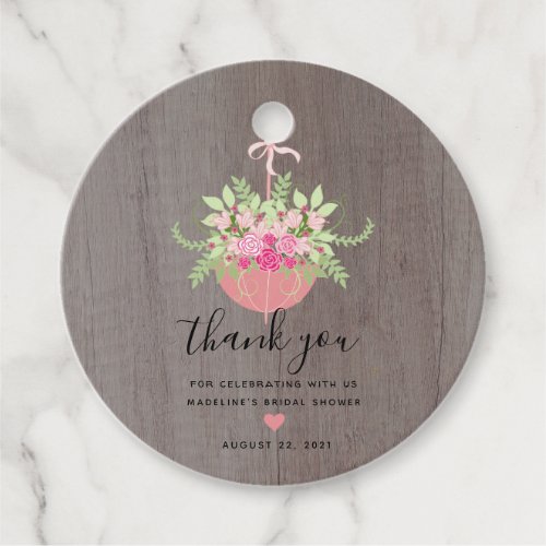 Rustic Umbrella  Roses Bridal Shower Favor Tags