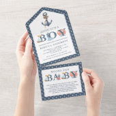 Rustic Under the Sea Anchor Nautical Baby Shower All In One Invitation (Tearaway)