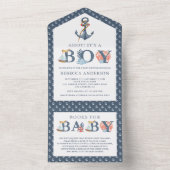 Rustic Under the Sea Anchor Nautical Baby Shower All In One Invitation (Inside)