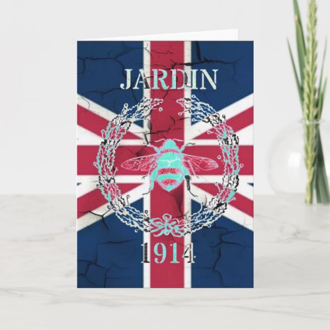 Rustic Union Jack Flag queen jubilee french bee Card (Front)