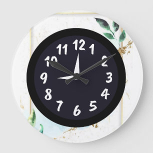 Rustic  Unique  White  Teal  Large Clock
