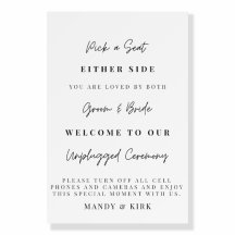 Rustic Unplugged Wedding Ceremony Foam Board Sign