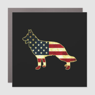 Rustic Us Flag German Shepherd Car Magnet