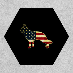 Rustic Us Flag German Shepherd Patch