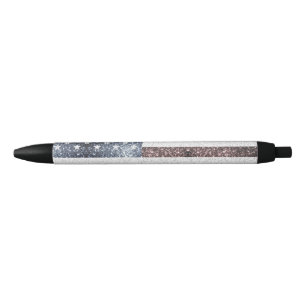 Rustic USA flag red white blue sparkles glitters Pen