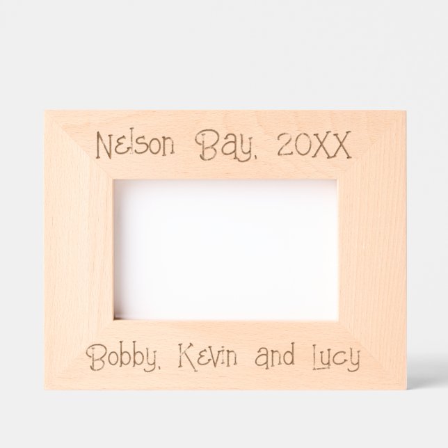 Rustic Vacation Memories Location Name Text  Engraved Frames (Front)