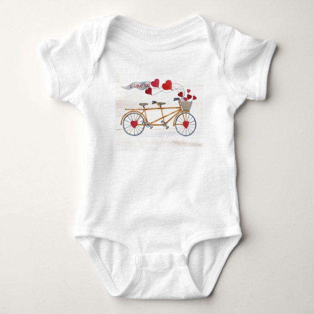 Rustic Valentine Bicycle Built For Two Baby Bodysuit (Front)