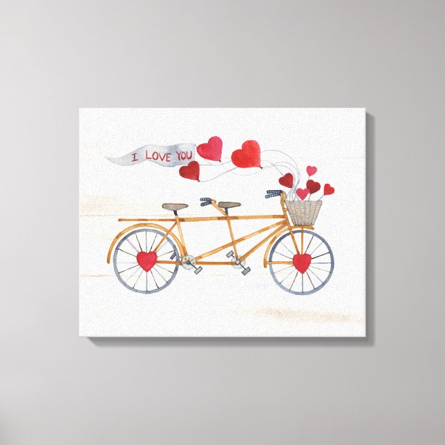 Rustic Valentine Bicycle Built For Two Canvas Print (Front)