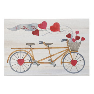 Rustic Valentine Bicycle Built For Two Faux Canvas Print