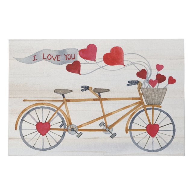 Rustic Valentine Bicycle Built For Two Faux Canvas Print (Front)