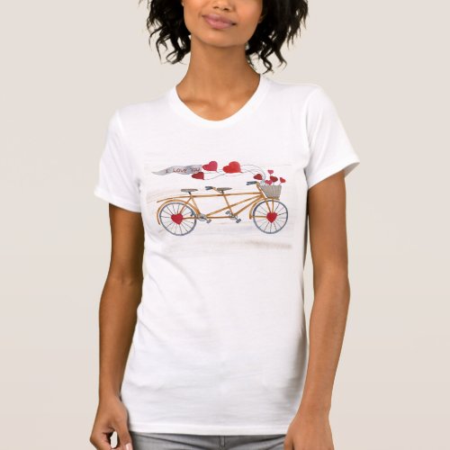 Rustic Valentine Bicycle Built For Two T_Shirt