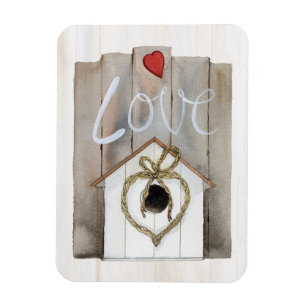 Rustic Valentine Birdhouse Magnet