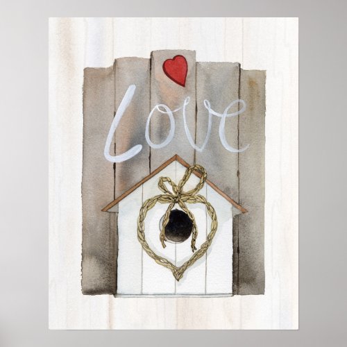 Rustic Valentine Birdhouse Poster