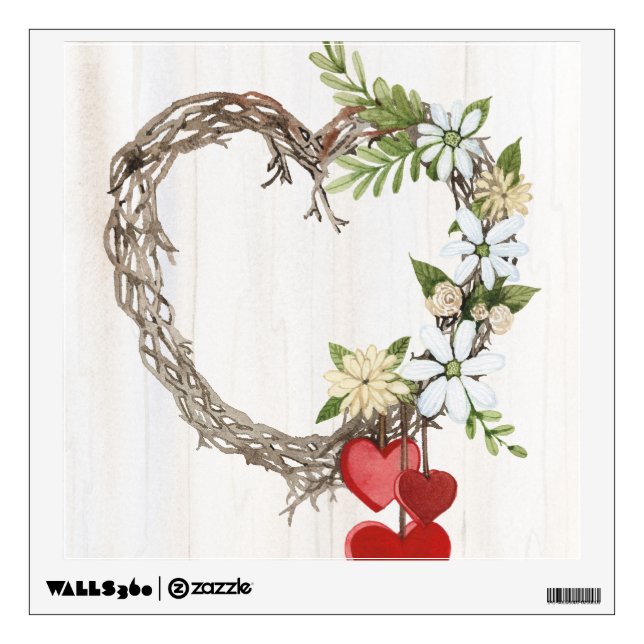 Rustic Valentine Heart Wreath II Wall Decal (Front)
