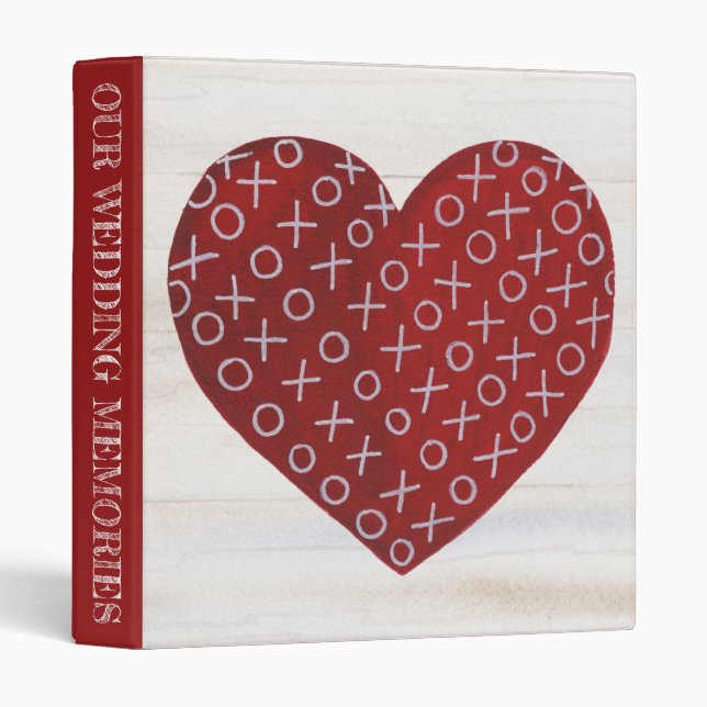 Rustic Valentine | Hugs & Kisses Heart 3 Ring Binder (Front/Spine)